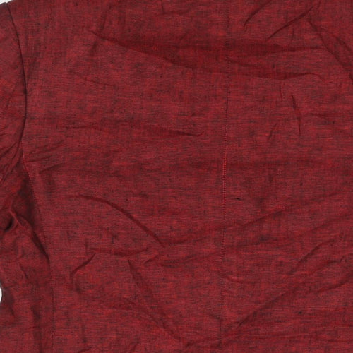 Leemans Mens Red Polyester Jacket Suit Jacket Size 38 Regular - Velvet Trim Detail