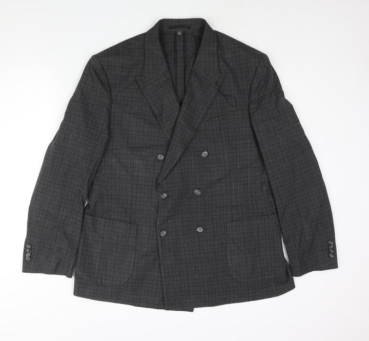 Marks and Spencer Mens Grey Check Polyester Jacket Suit Jacket Size 44 Regular - Unlined