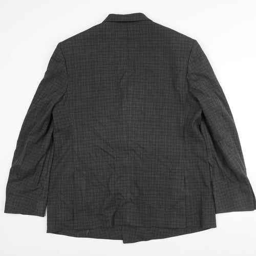 Marks and Spencer Mens Grey Check Polyester Jacket Suit Jacket Size 44 Regular - Unlined