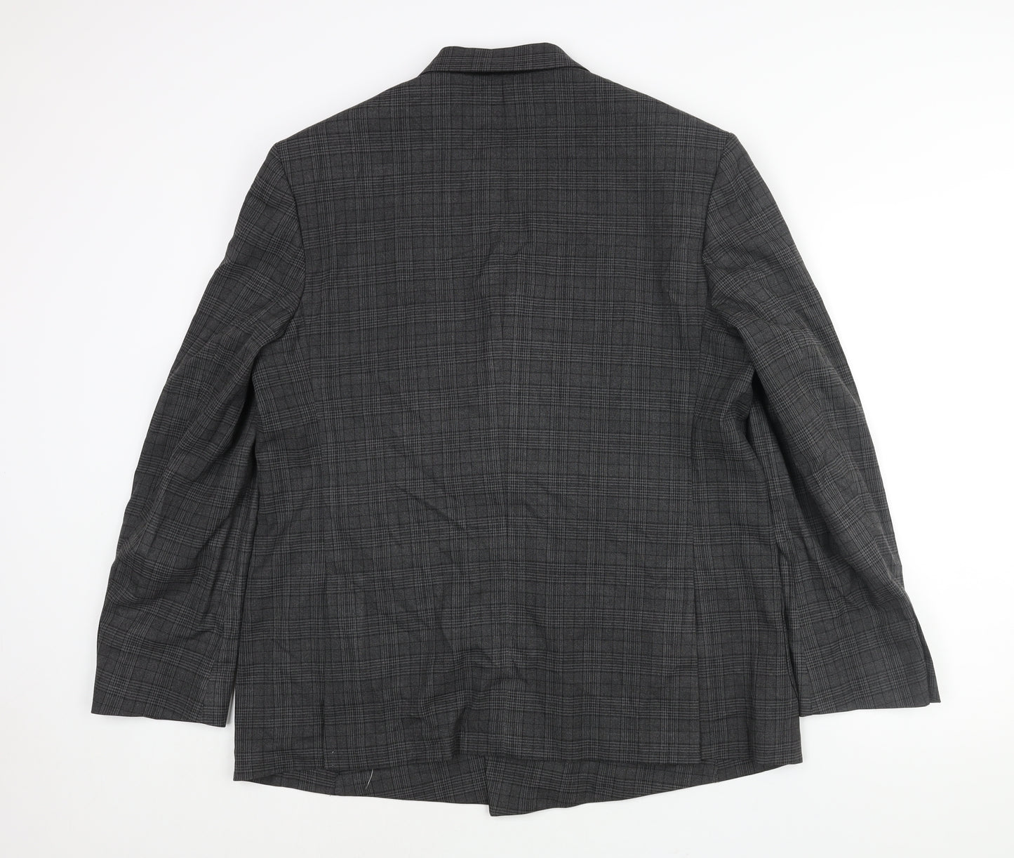 Marks and Spencer Mens Grey Check Polyester Jacket Suit Jacket Size 44 Regular - Unlined