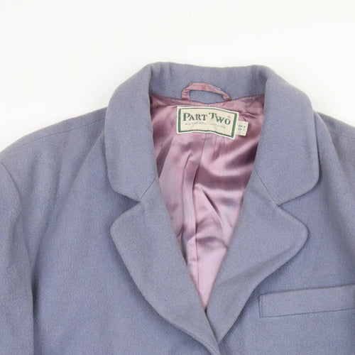 Part Two Womens Purple Jacket Blazer Size M Button - Vintage