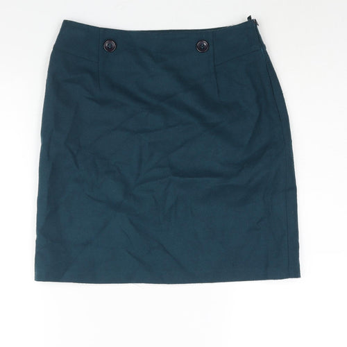 SKS Womens Blue Acrylic Straight & Pencil Skirt Size 28 in Zip - Button Detail