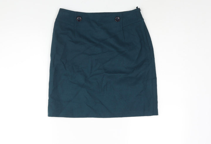 SKS Womens Blue Acrylic Straight & Pencil Skirt Size 28 in Zip - Button Detail