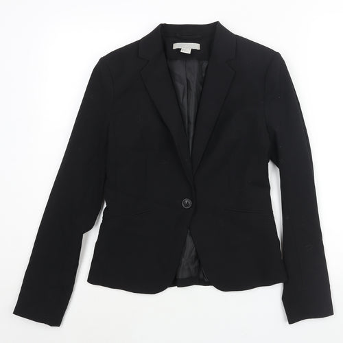 H&M Womens Black Polyester Jacket Suit Jacket Size 8