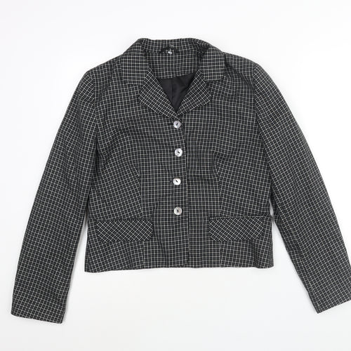 New Look Womens Black Check Jacket Size 14 Button