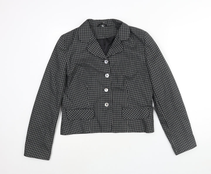 New Look Womens Black Check Jacket Size 14 Button