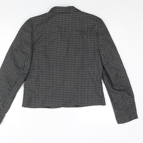 New Look Womens Black Check Jacket Size 14 Button