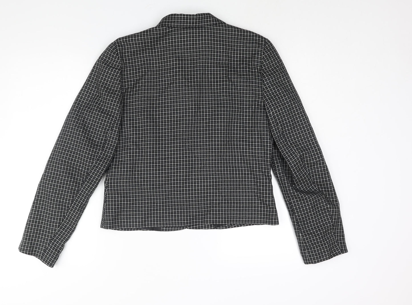 New Look Womens Black Check Jacket Size 14 Button