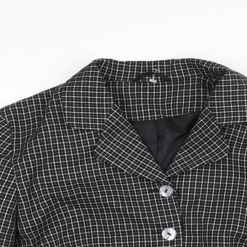 New Look Womens Black Check Jacket Size 14 Button
