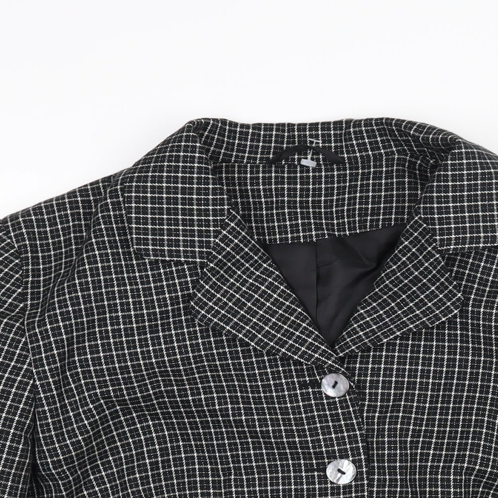 New Look Womens Black Check Jacket Size 14 Button