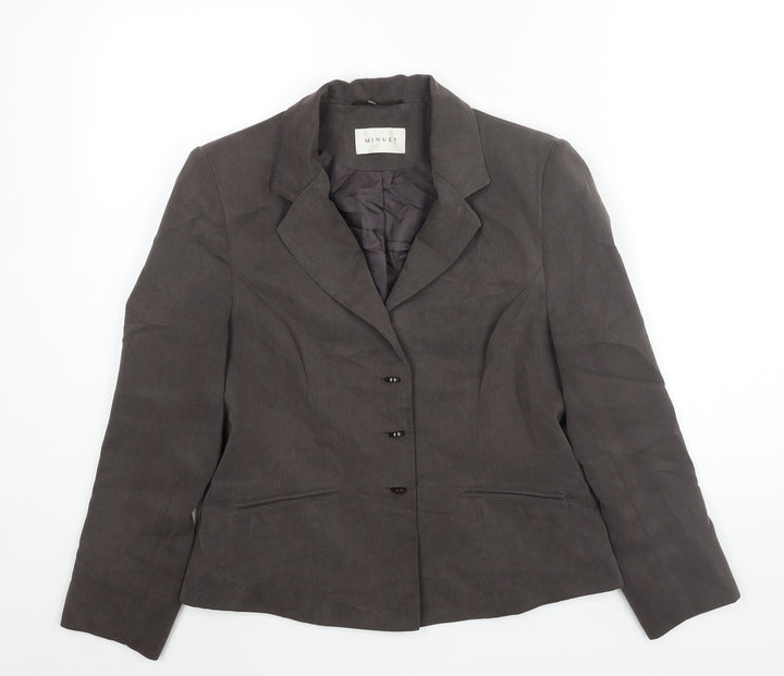 Minuet Womens Brown Jacket Blazer Size 12 Button