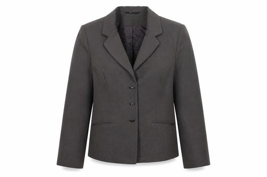Front view of Minuet women’s brown jacket blazer, size UK 12, button