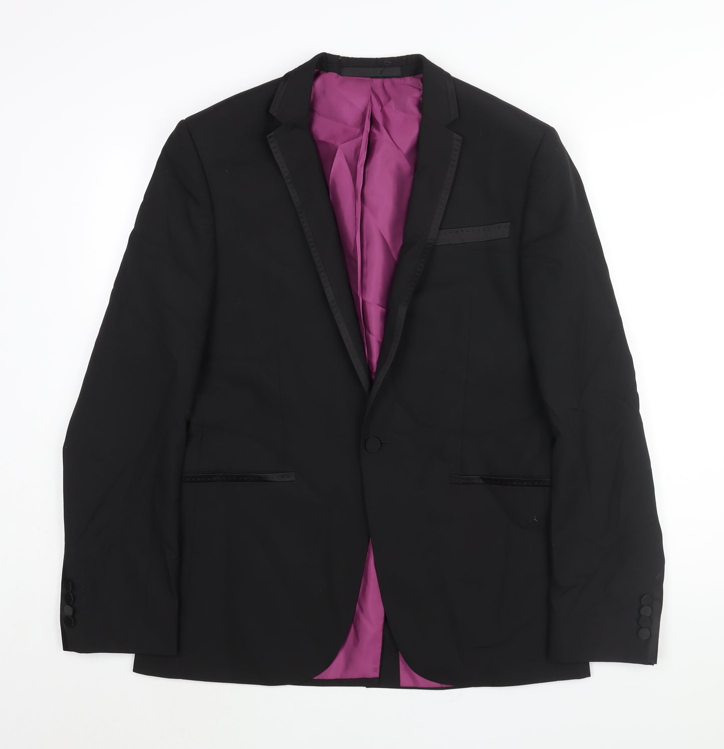 Marks and Spencer Mens Black Polyester Tuxedo Suit Jacket Size 40 Regular - Satin Trim