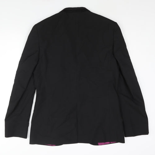 Marks and Spencer Mens Black Polyester Tuxedo Suit Jacket Size 40 Regular - Satin Trim
