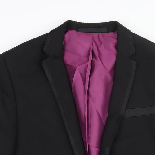 Marks and Spencer Mens Black Polyester Tuxedo Suit Jacket Size 40 Regular - Satin Trim
