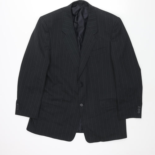 C&A Mens Black Striped Polyester Jacket Suit Jacket Size 42 Regular