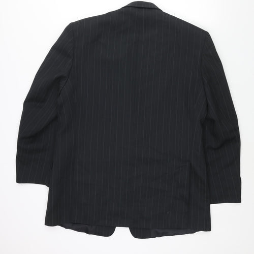 C&A Mens Black Striped Polyester Jacket Suit Jacket Size 42 Regular