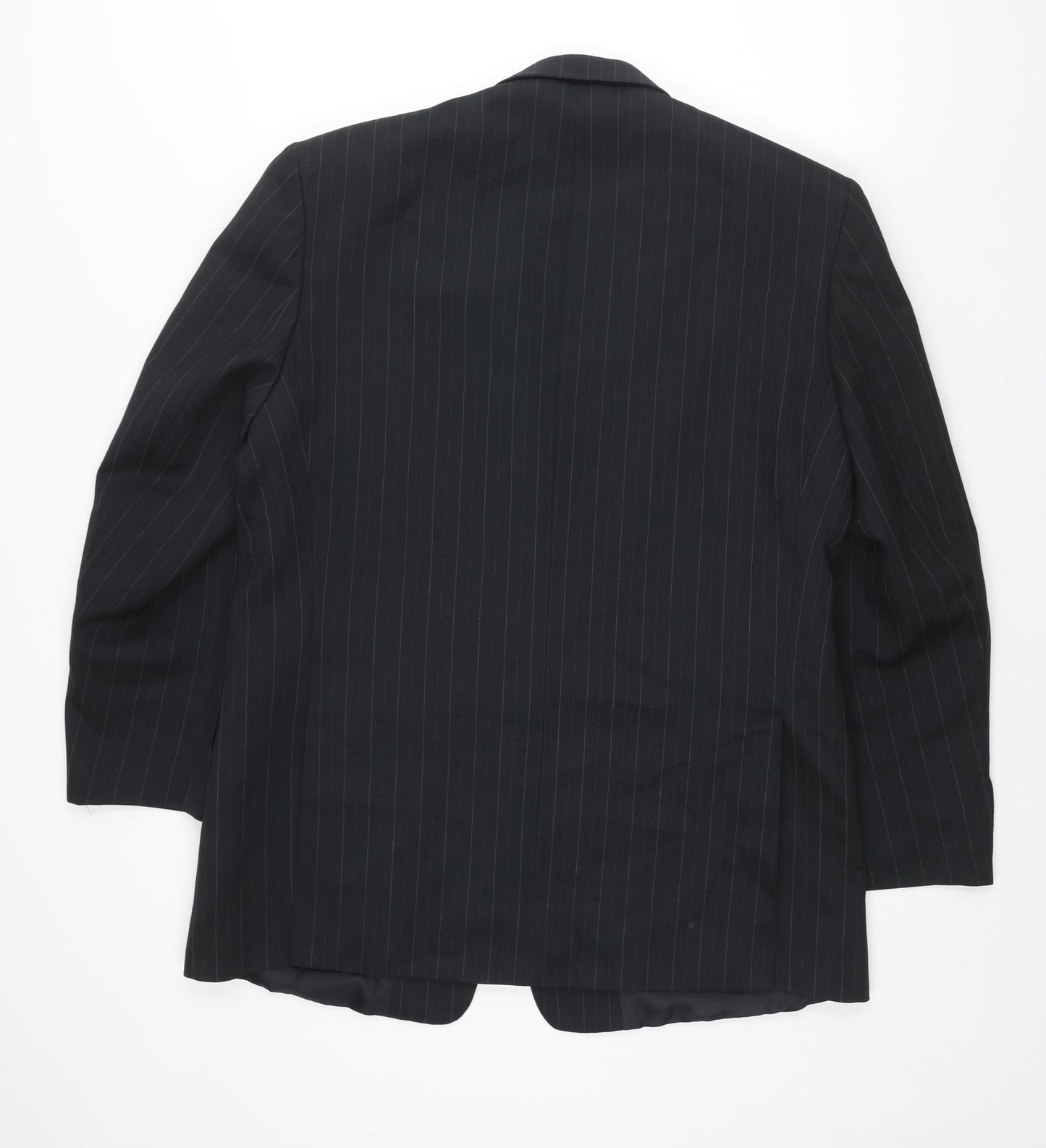 C&A Mens Black Striped Polyester Jacket Suit Jacket Size 42 Regular