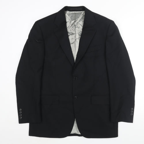 Marks and Spencer Mens Black Striped Wool Jacket Suit Jacket Size 38 Regular