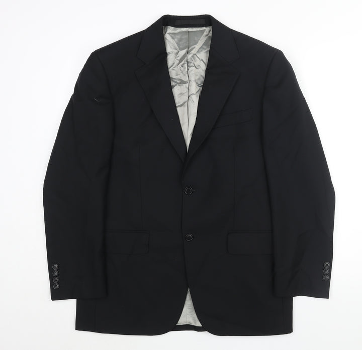 Marks and Spencer Mens Black Striped Wool Jacket Suit Jacket Size 38 Regular
