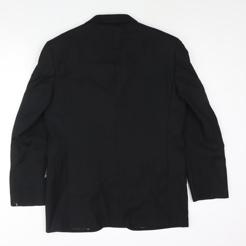Marks and Spencer Mens Black Striped Wool Jacket Suit Jacket Size 38 Regular