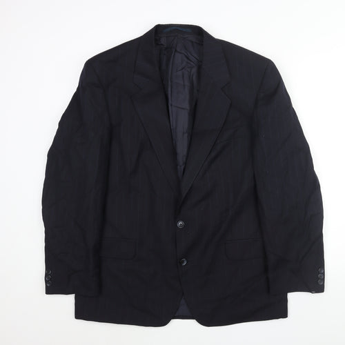 C&A Mens Blue Striped Polyester Jacket Suit Jacket Size 42 Regular