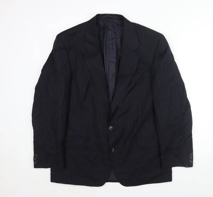 C&A Mens Blue Striped Polyester Jacket Suit Jacket Size 42 Regular