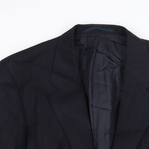 C&A Mens Blue Striped Polyester Jacket Suit Jacket Size 42 Regular