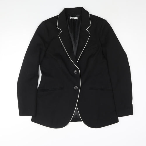 Mango Womens Black Polyester Jacket Suit Jacket Size 12 - Contrast Piping