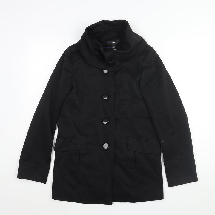 H&M Womens Black Pea Coat Coat Size 6 Button - Roll Neck
