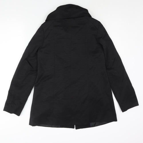H&M Womens Black Pea Coat Coat Size 6 Button - Roll Neck