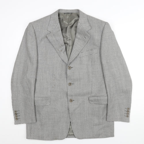 Canali Mens Grey Geometric Wool Jacket Suit Jacket Size 42 Regular