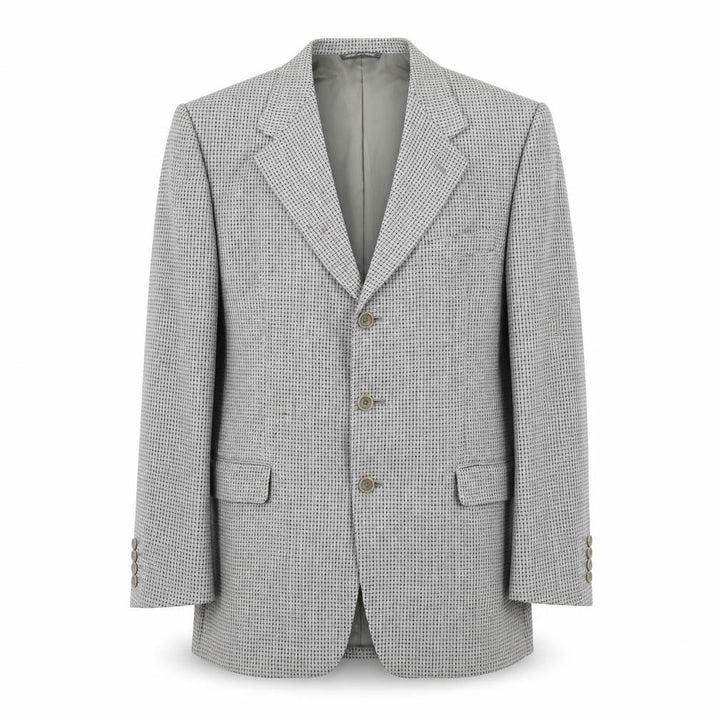 Canali Mens Grey Geometric Wool Jacket Suit Jacket Size 42 Regular