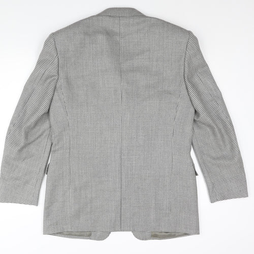 Canali Mens Grey Geometric Wool Jacket Suit Jacket Size 42 Regular