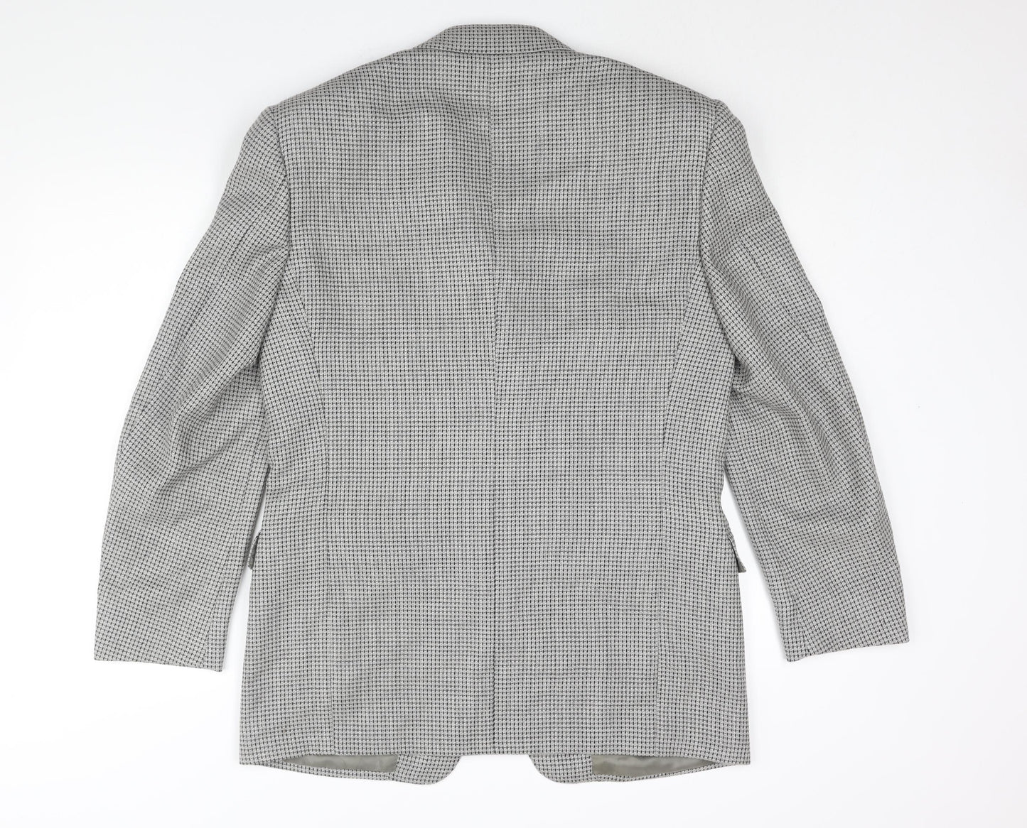 Canali Mens Grey Geometric Wool Jacket Suit Jacket Size 42 Regular