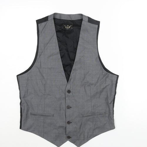 River Island Mens Grey Wool Jacket Suit Waistcoat Size M Regular