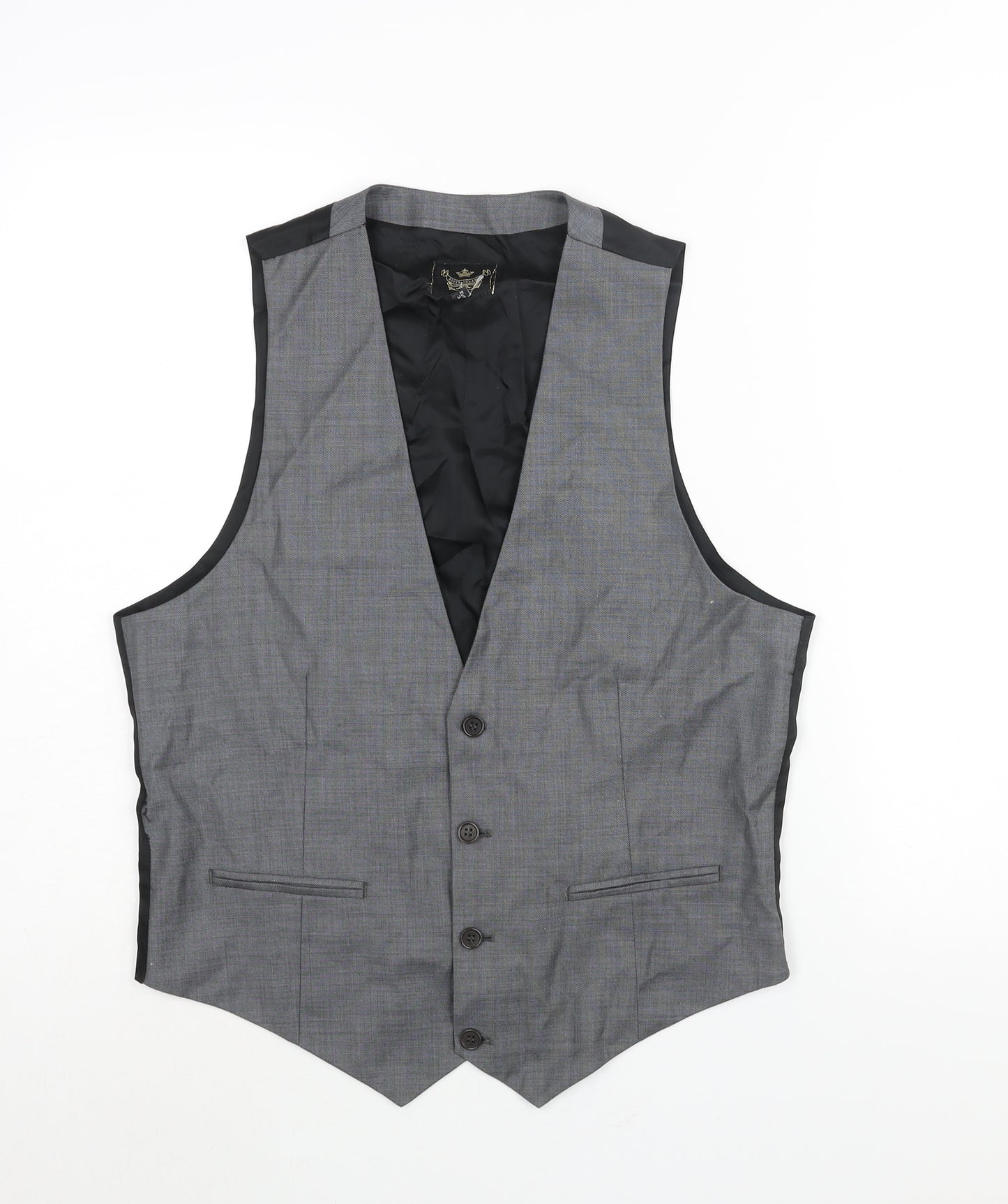 River Island Mens Grey Wool Jacket Suit Waistcoat Size M Regular