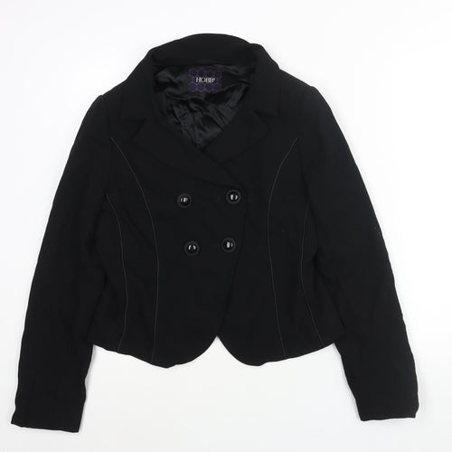 Hobs Womens Black Jacket Blazer Size 12 Button - Piping Detail