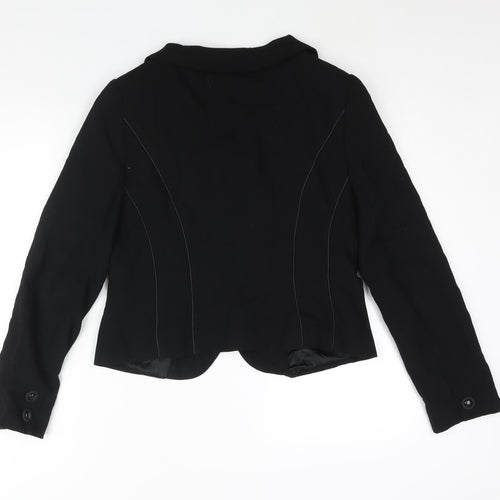 Hobs Womens Black Jacket Blazer Size 12 Button - Piping Detail