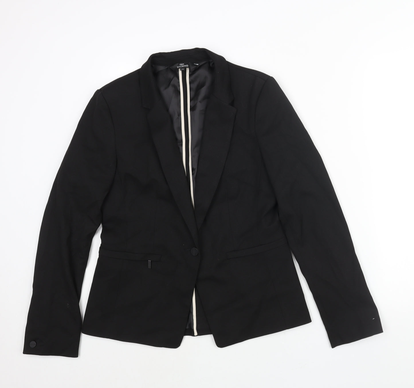 NEXT Womens Black Polyester Jacket Suit Jacket Size 12