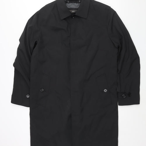 Marks and Spencer Mens Black Trench Coat Coat Size M Button - Removable Quilted Lining
