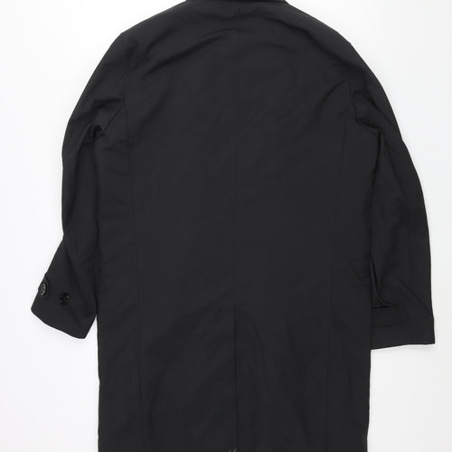 Marks and Spencer Mens Black Trench Coat Coat Size M Button - Removable Quilted Lining