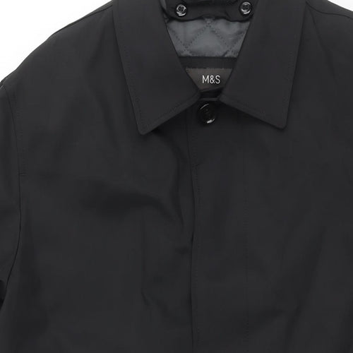 Marks and Spencer Mens Black Trench Coat Coat Size M Button - Removable Quilted Lining
