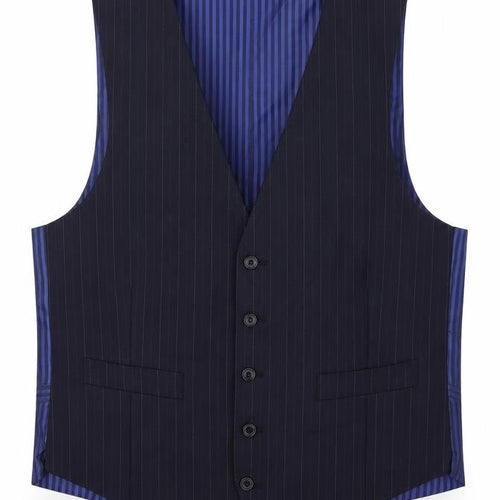 Marks and Spencer Mens Blue Striped Wool Jacket Suit Waistcoat Size M Regular