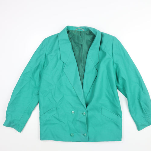 St Michael Womens Green Pea Coat Jacket Size 12 Button - Double Breasted