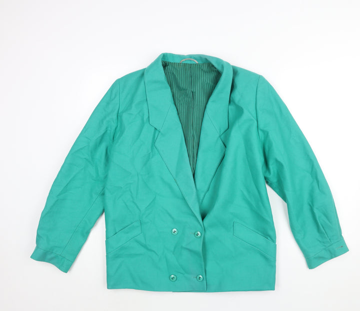 St Michael Womens Green Pea Coat Jacket Size 12 Button - Double Breasted
