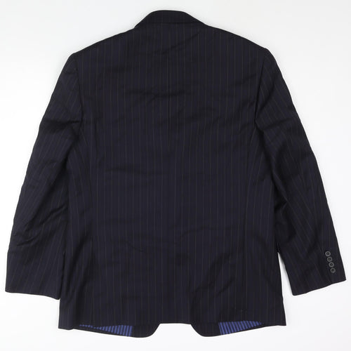Marks and Spencer Mens Blue Striped Wool Jacket Suit Jacket Size 42 Regular