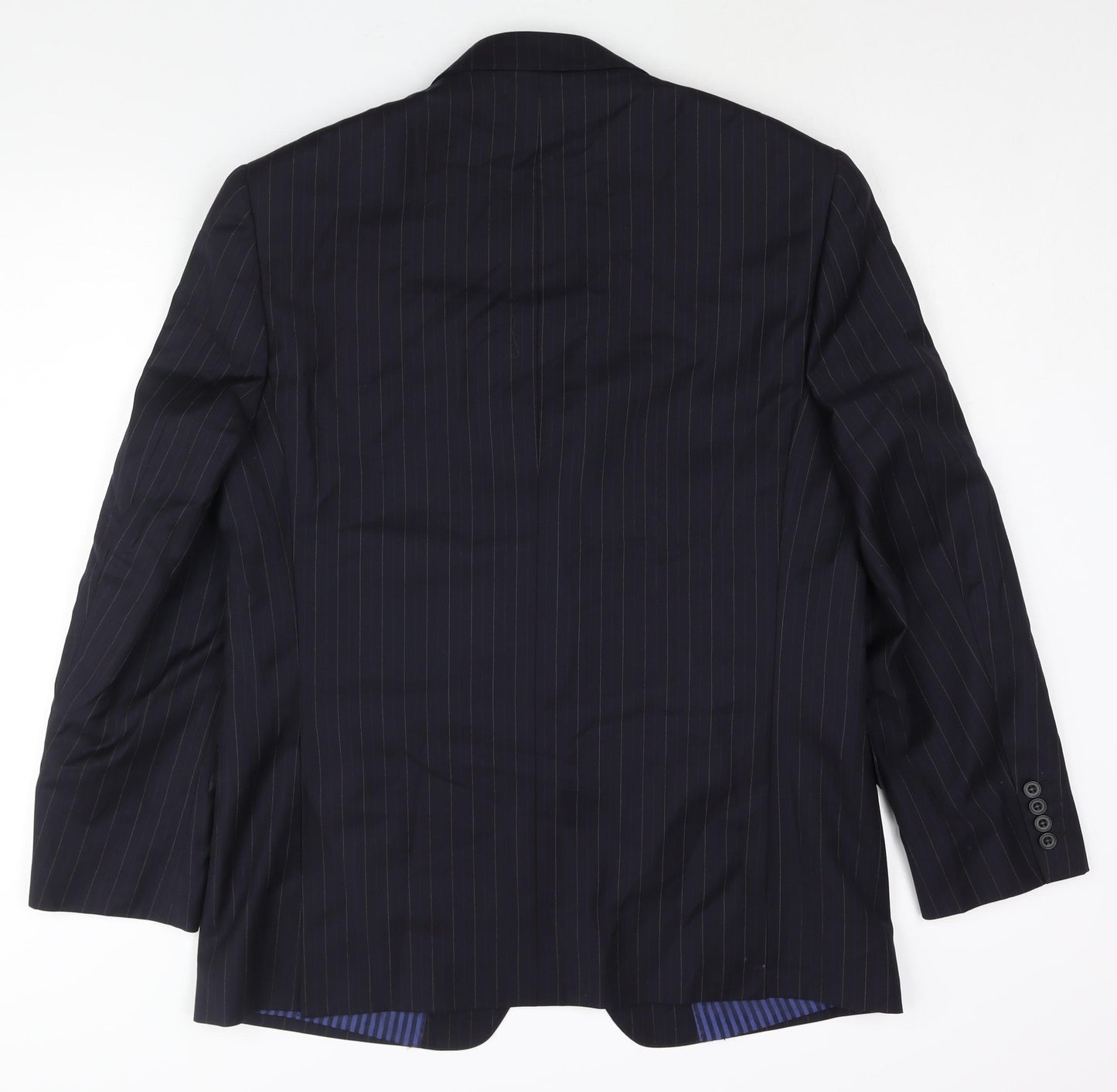 Marks and Spencer Mens Blue Striped Wool Jacket Suit Jacket Size 42 Regular
