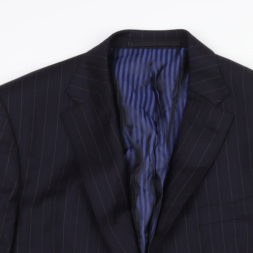 Marks and Spencer Mens Blue Striped Wool Jacket Suit Jacket Size 42 Regular