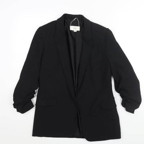 Marks and Spencer Womens Black Jacket Blazer Size 8 - Rouched Sleeve